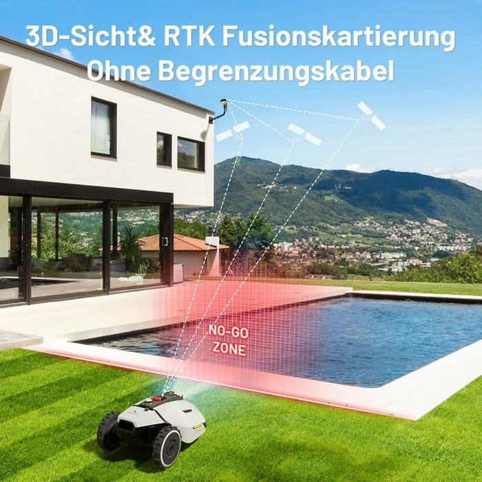 MAMMOTION YUKA 1500 Mähroboter mit Kehrmaschinen-Kit